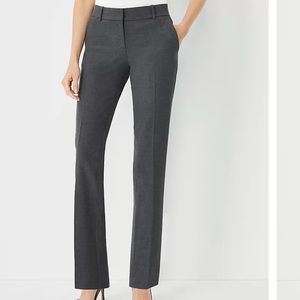 Ann Taylor Straight Pant in Seasonless Stretch, Modern Charcoal, Women’s 10 Tall